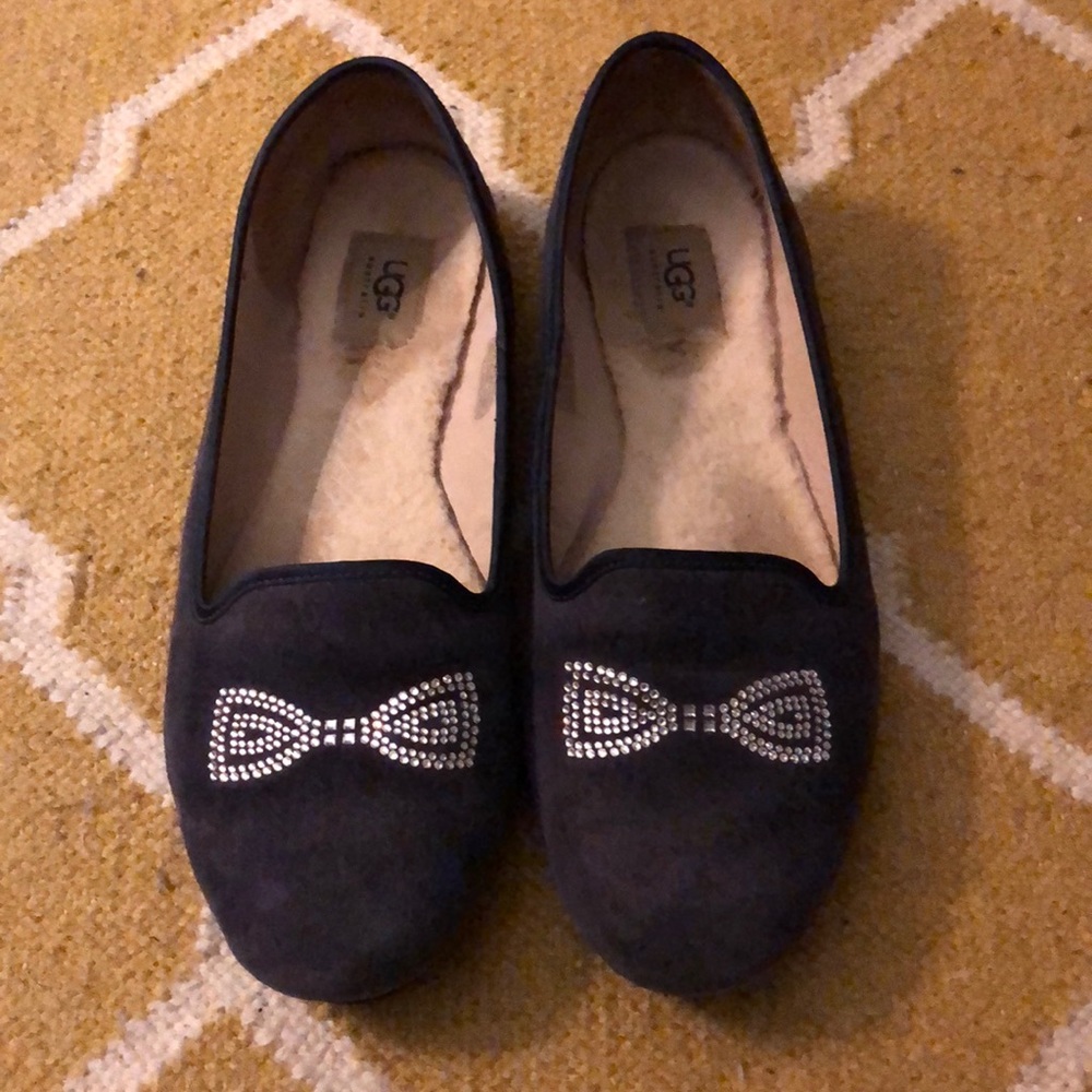 UGG Flats with Rhinestone Bow